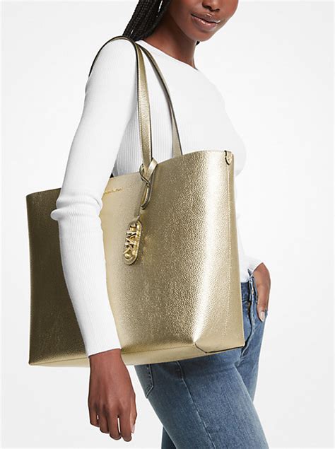 michael kors reversible gold and silver tote|Michael Kors shopper tote.